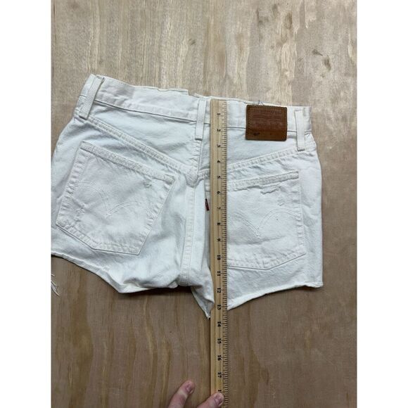 Levi’s 501 Button Fly Off White Jean Shorts W26 Cut Offs - Picture 4 of 6